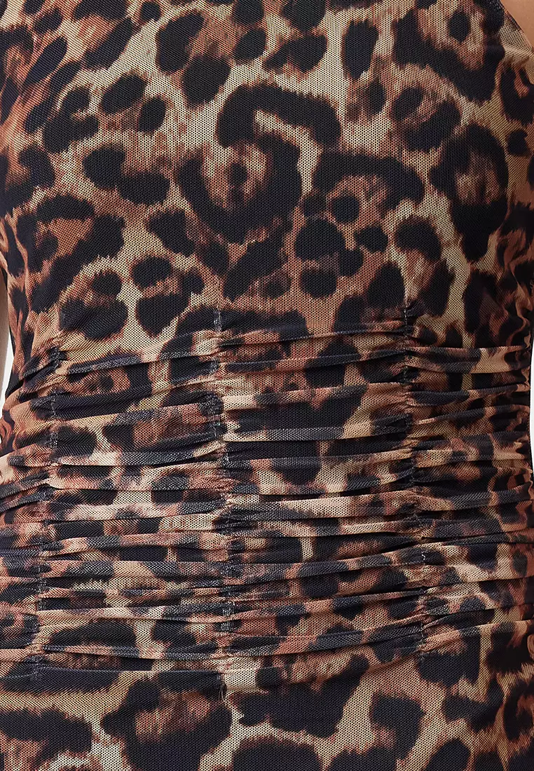 Leopard Printed Midi Dress