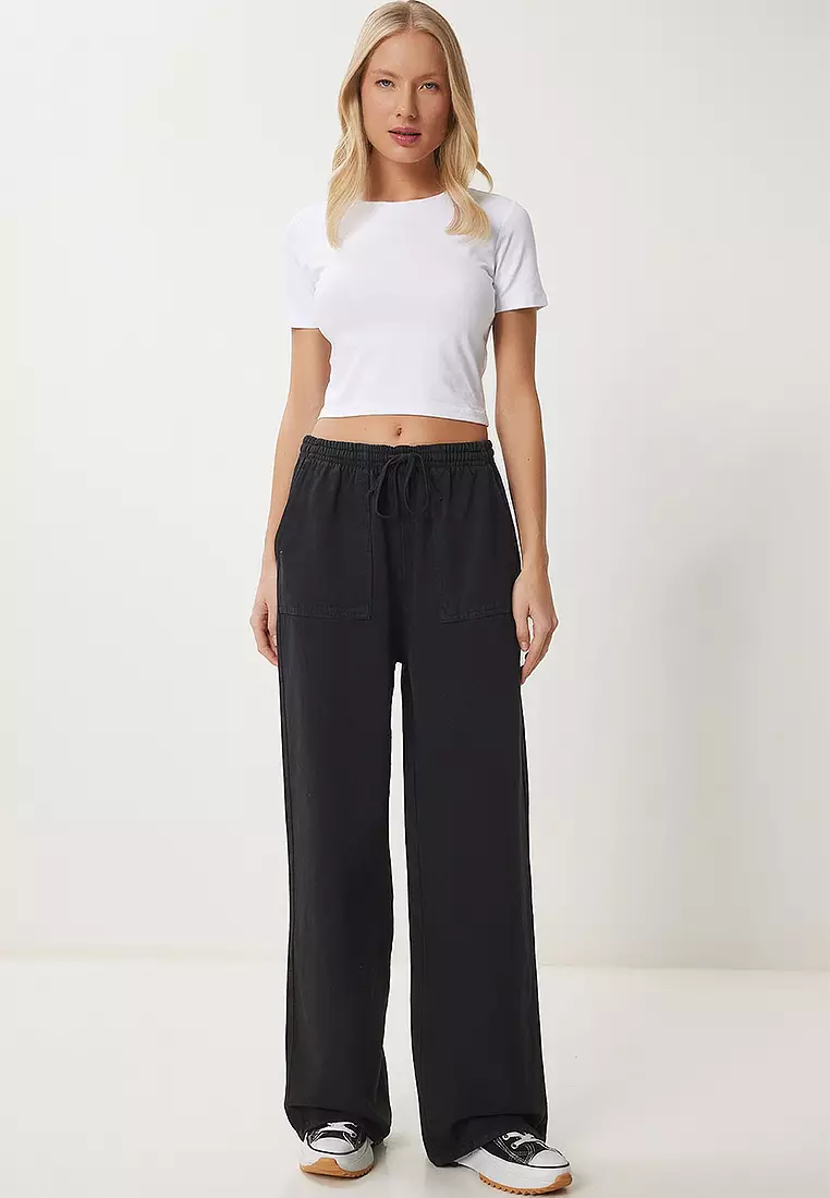 仿舊效果闊腳牛仔闊腳褲