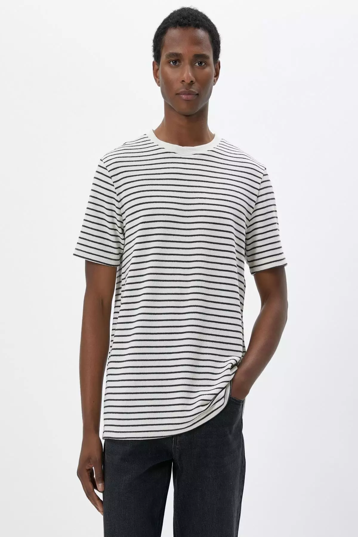 KOTON Gray Striped T-Shirt 2024, Buy KOTON Online