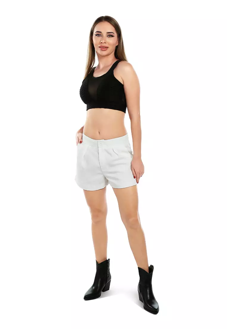 Tailored Woven Shorts In Cream