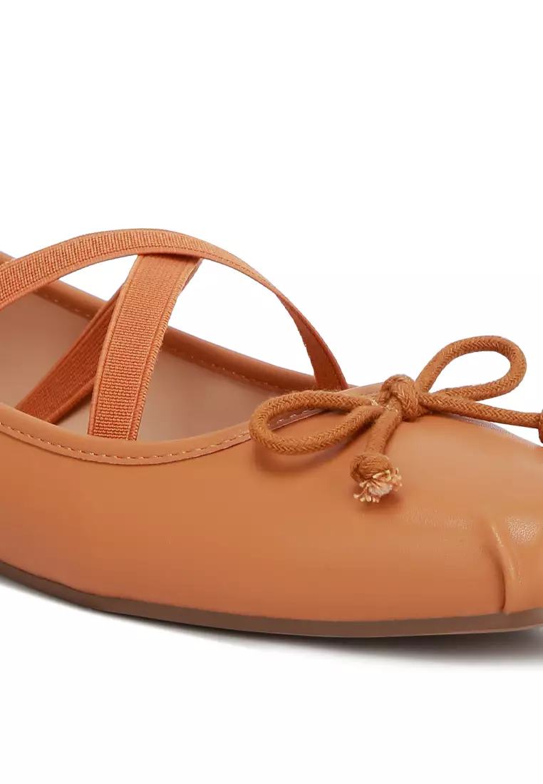 Tan Recycled Faux Leather Ballet Flats