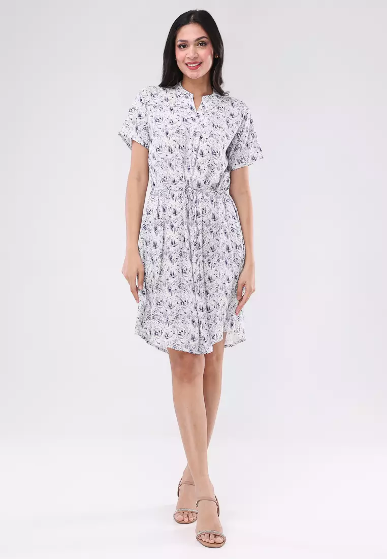 Woven Printed Soft Linen Short Sleeve Dress