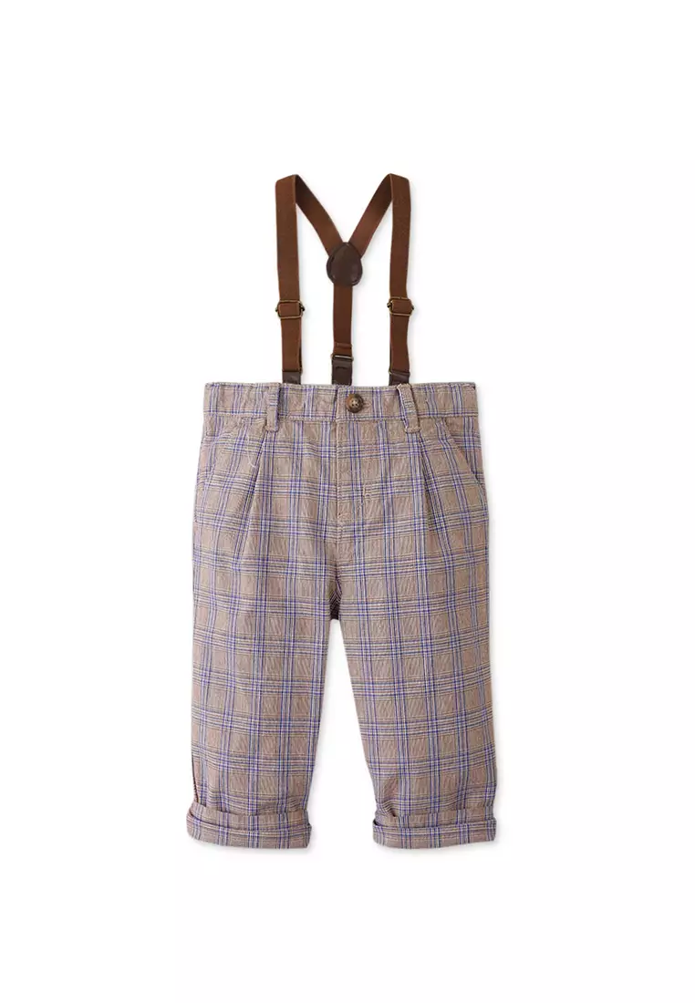 Baby Boys Low Crotch Houndstooth Pants with Suspenders