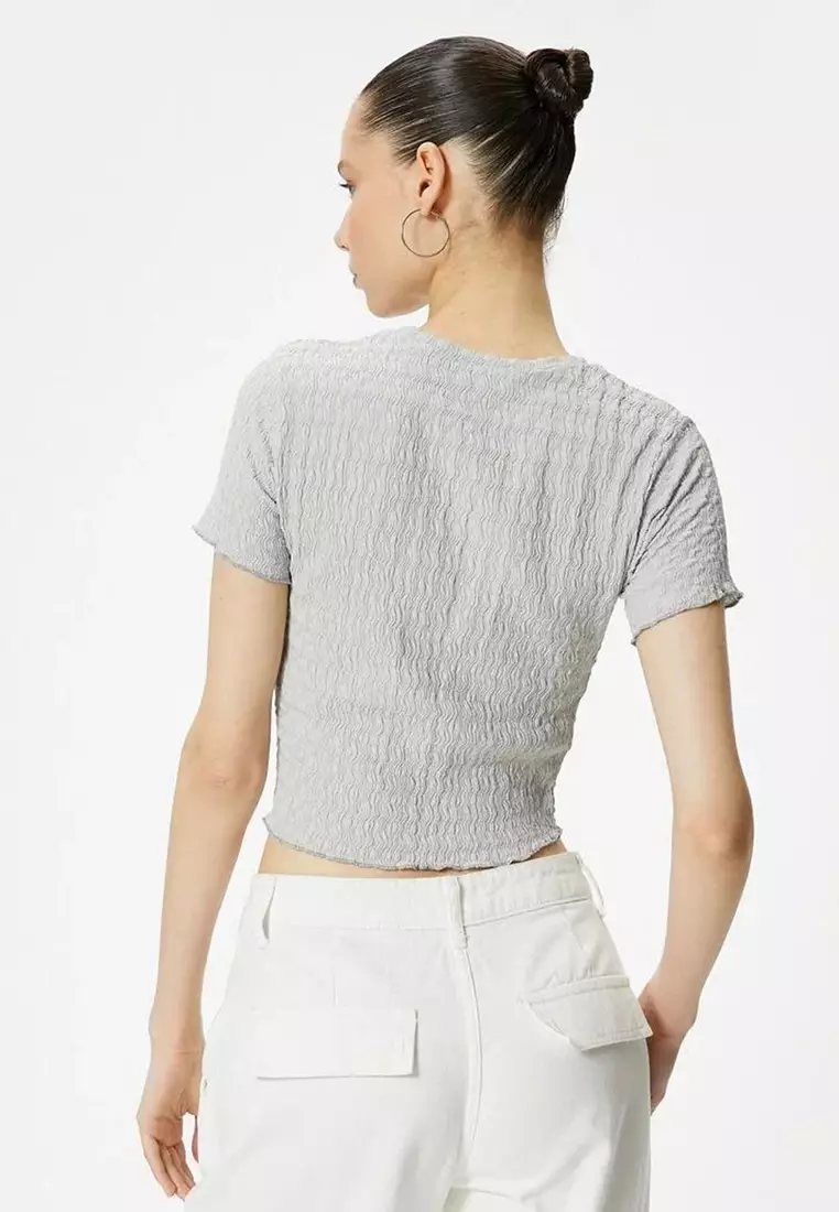 Textured Crop T-Shirt