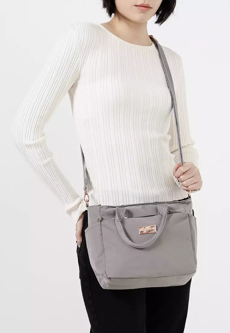 Rose Gold Series Crinkle Nylon Convertible Top Handle Bag