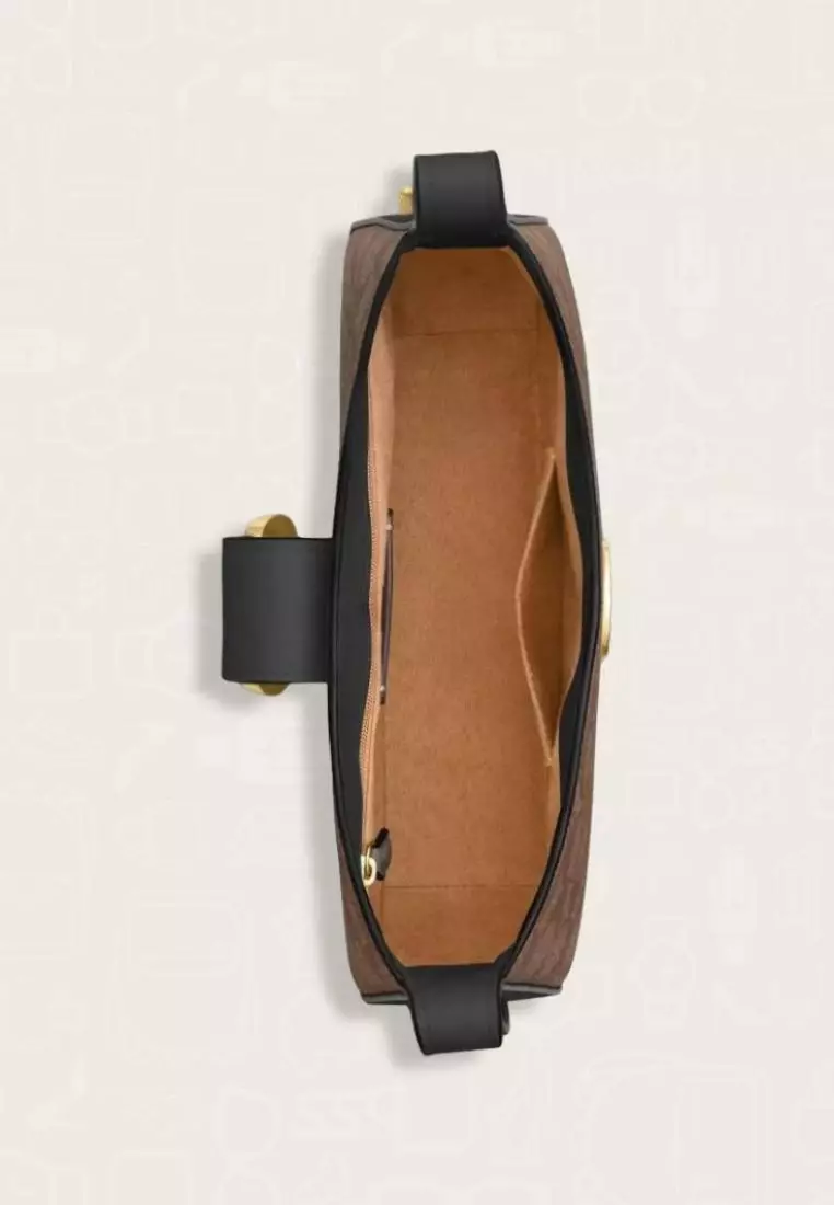 Coach Eliza Shoulder Bag In Signature Canvas Brown Black