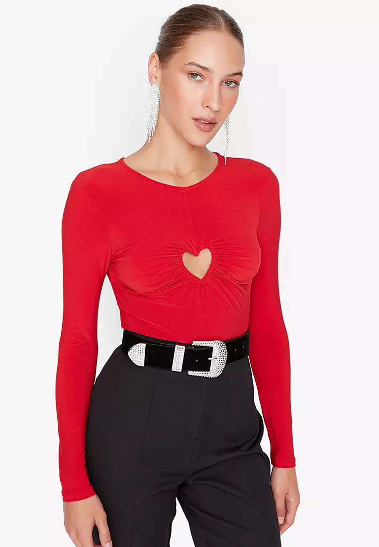 Buy Trendyol Heart Cut Out Detailed Bodysuit 2024 Online ZALORA