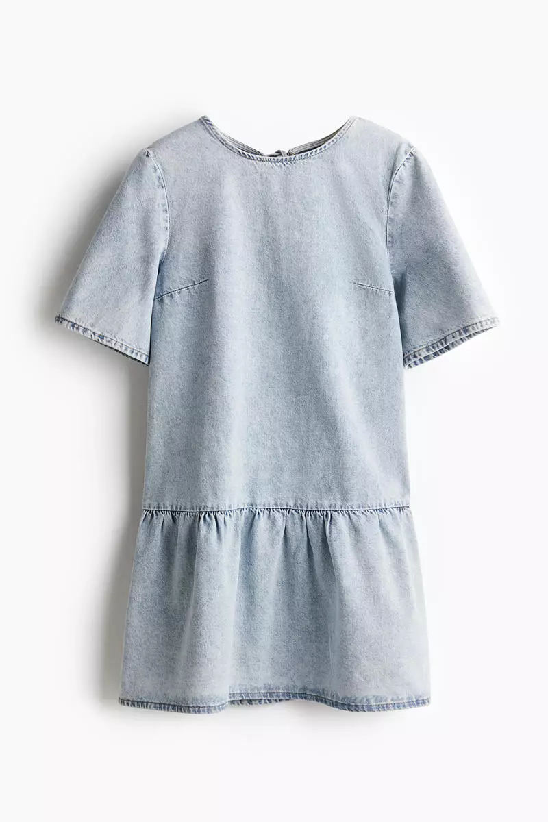 Tie-detail denim dress