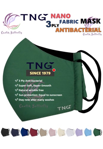 Cantik Butterfly green TNG 3 Ply Antibacterial Nano Fabric Mask Reusable (Army Green) Set of 5 C1093ESB95CED9GS_1