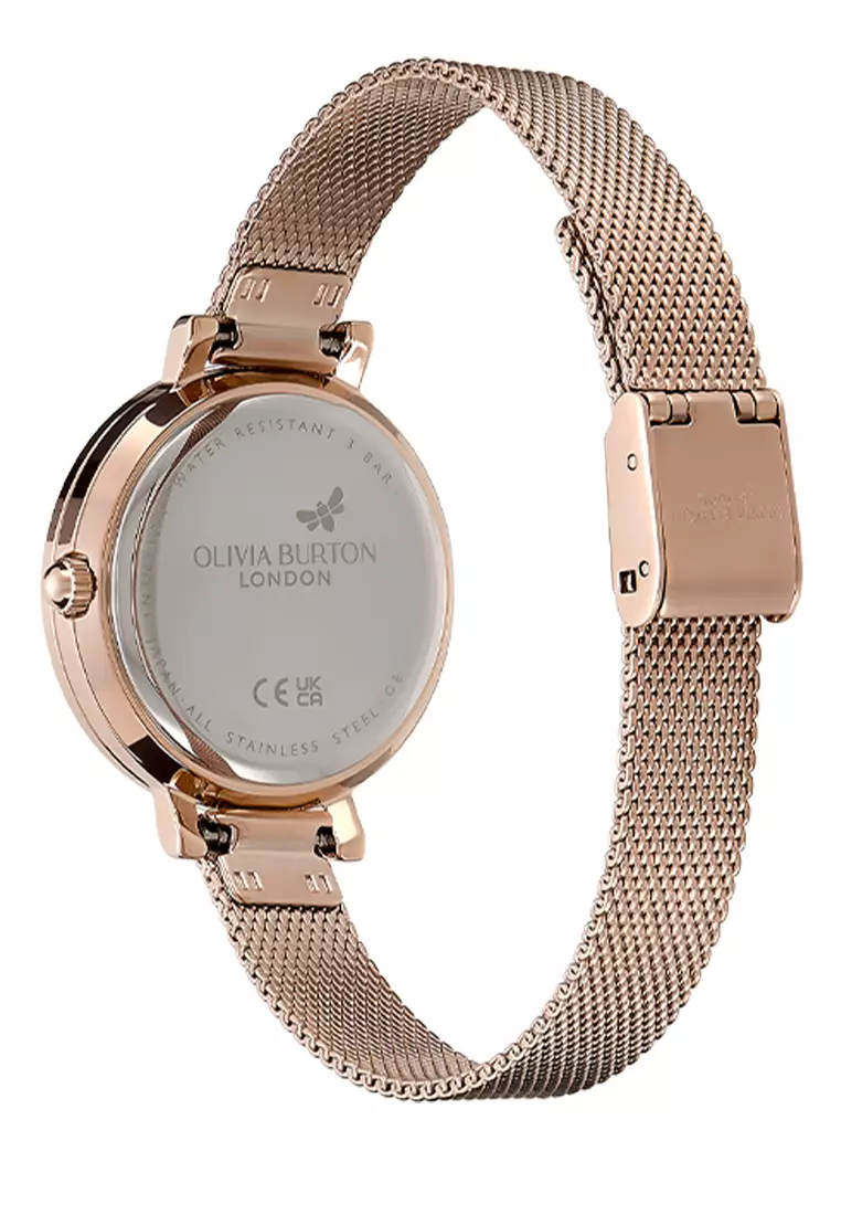 Olivia Burton 30mm Vintage Bead Rose Gold Mesh Watch - 24000162