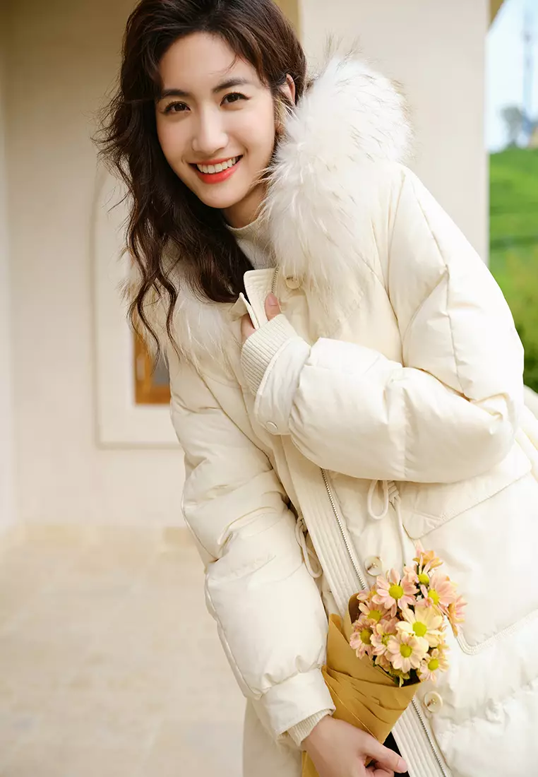 Hooded down puffer coat store