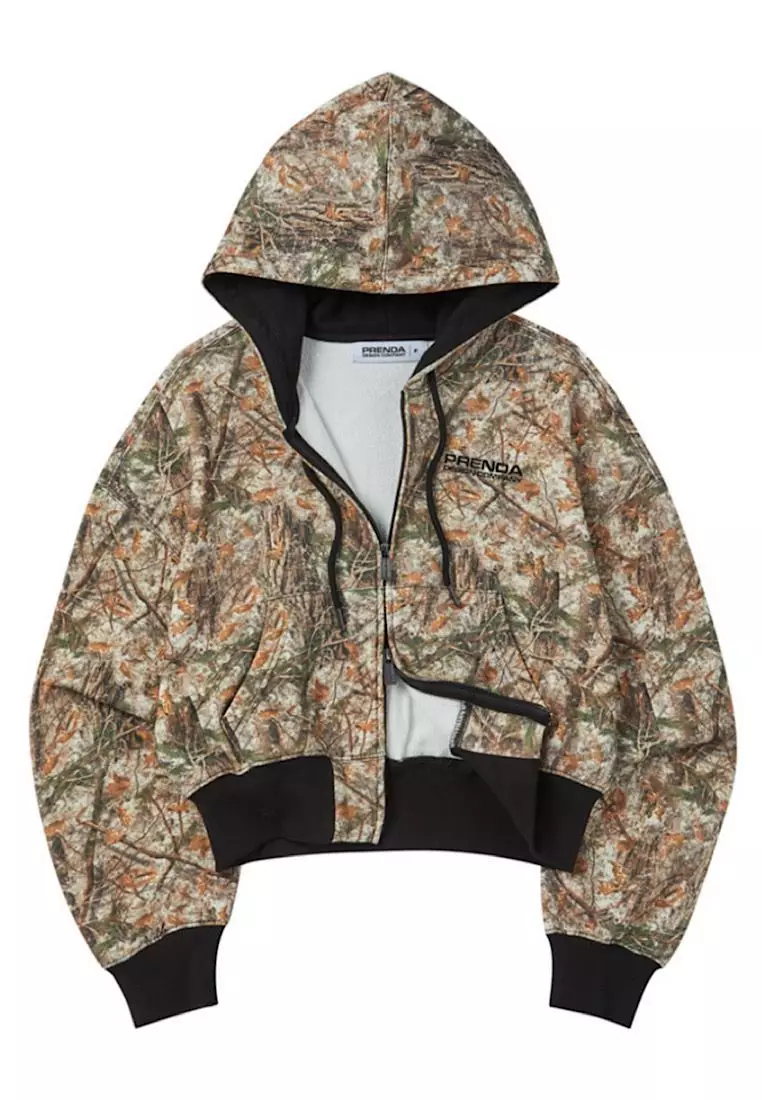 Buy PRENDA Real Tree Crop Hood Zip-Up Brown 2026 Online | ZALORA ...