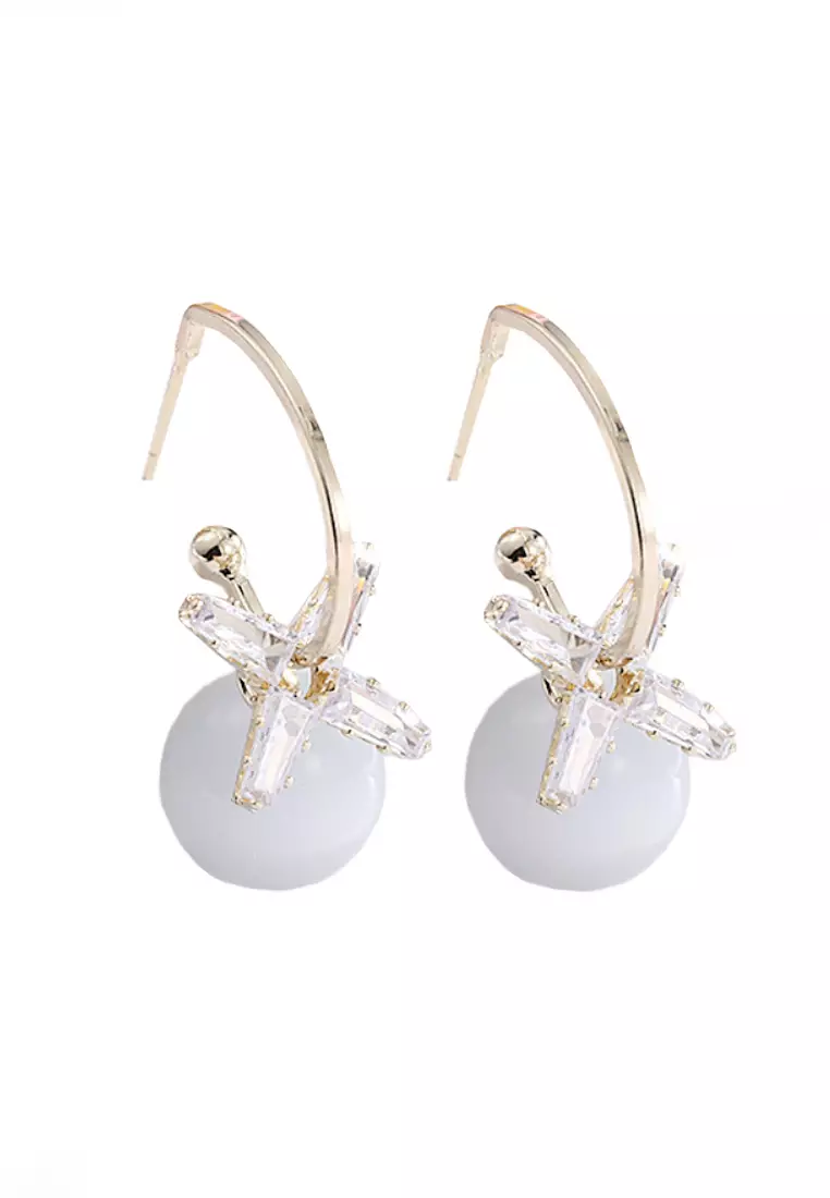 White cheap zircon earrings
