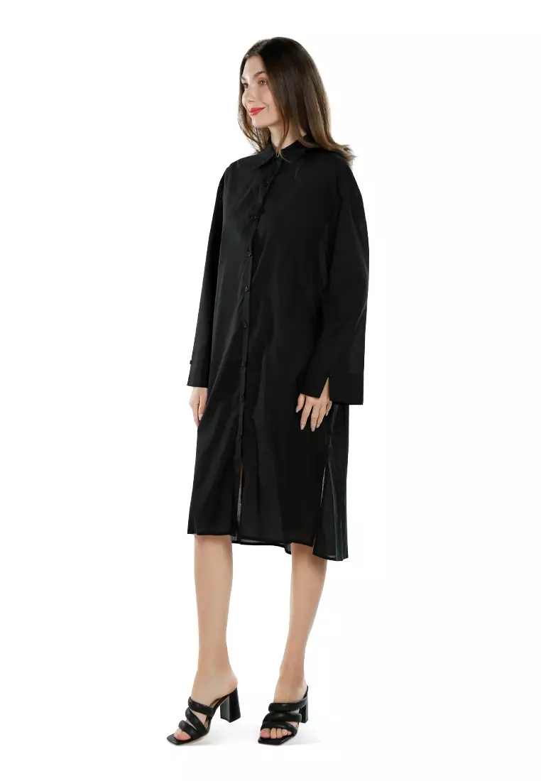 Oversized Shirt Dress in Black