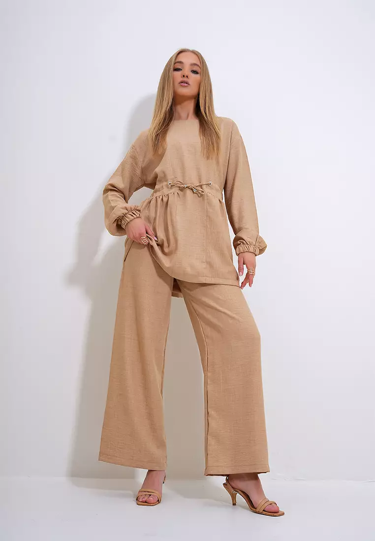 Crew Neck Tunic & Palazzo Trousers Set