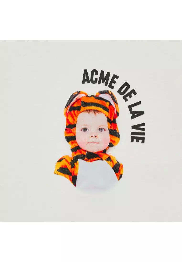 Mini Baby Face Baby Tiger Short Sleeve T-Shirt Cream