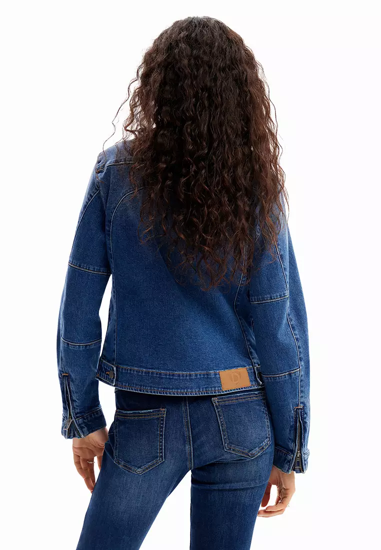 Desigual Woman Denim biker jacket.