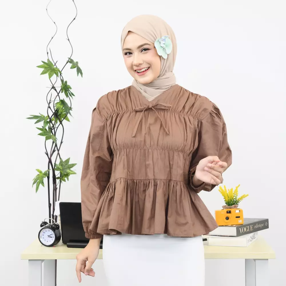 Liora Rubber Blouse - Soft Mahogany M19572 R91S6