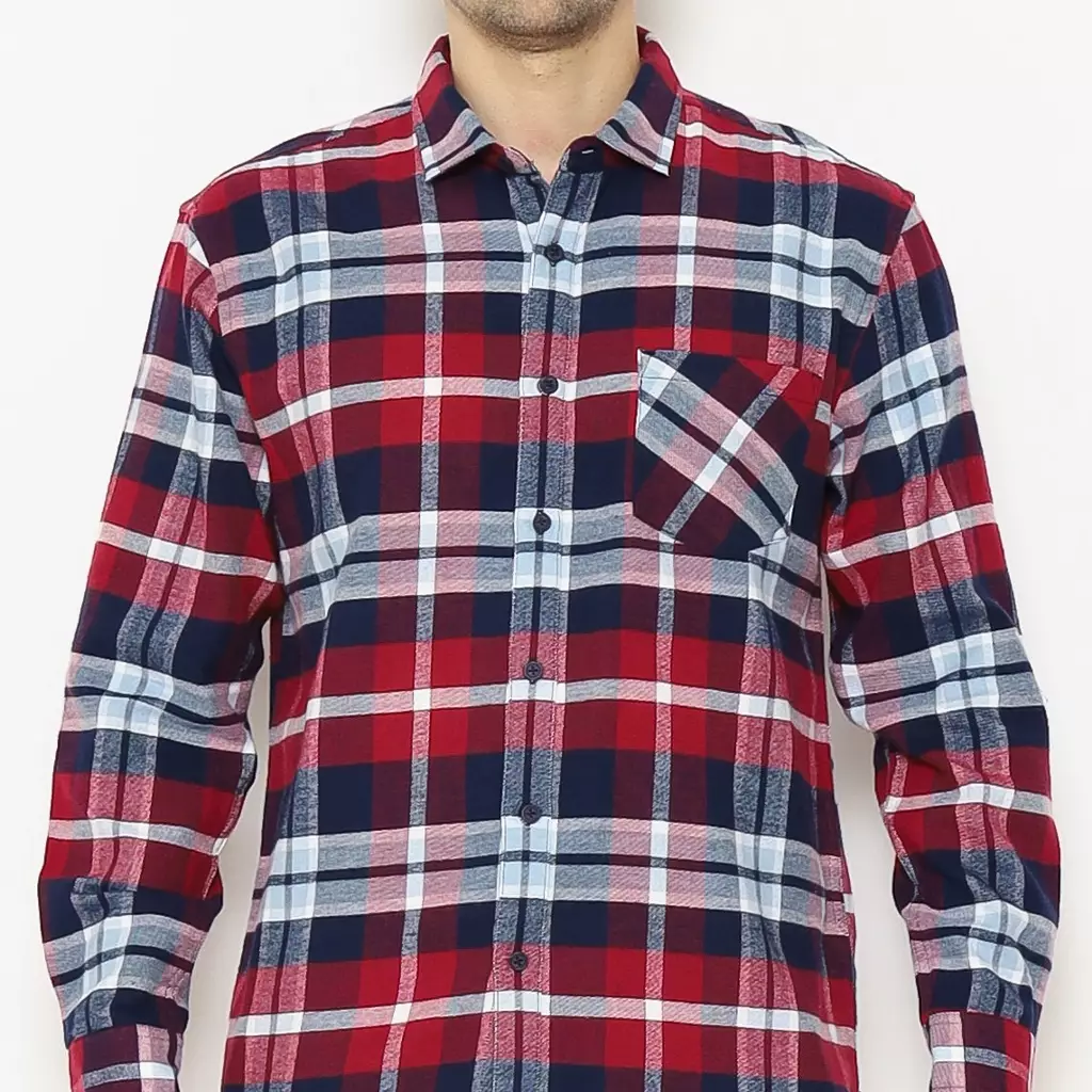 AMK Kemeja Pria Flannel Lengan Panjang SHF KENZO L/S Maroon