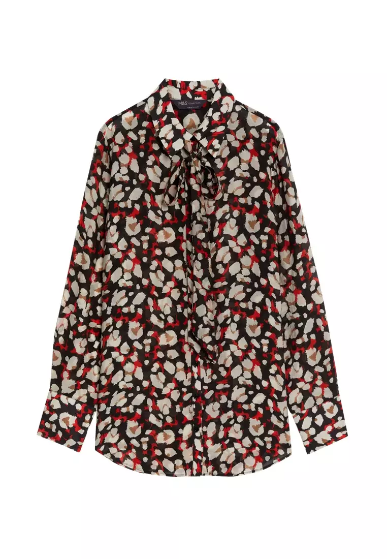 Lyocell™ Rich Printed Tie Front Shirt