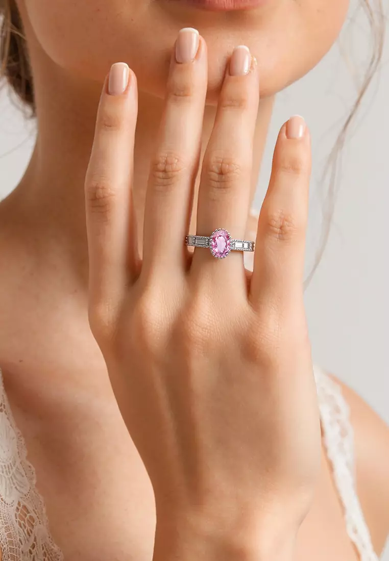 Cincin Wanita Berlian Dilapisi Platinum Perhiasan Korea Style Sertifikat GRA Cincin Cewek