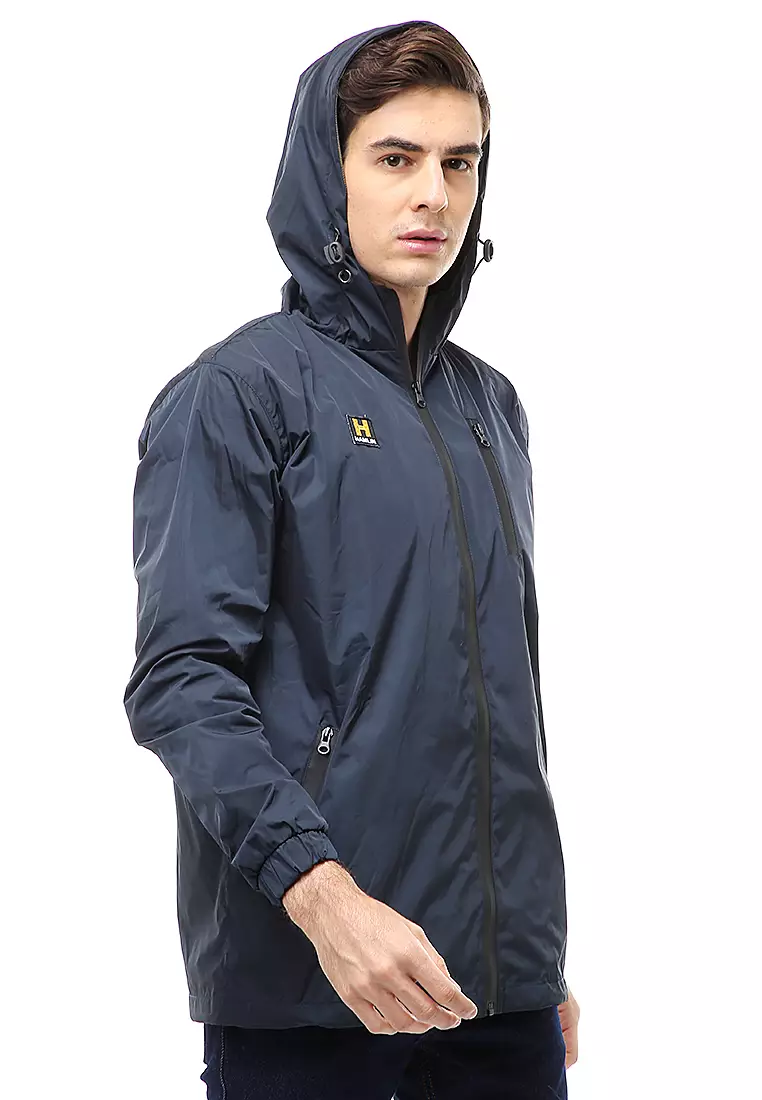 Clover Outerwear Jacket Hoodie Pria Waterproof Anti Air Material Taslan ORIGINAL - Navy
