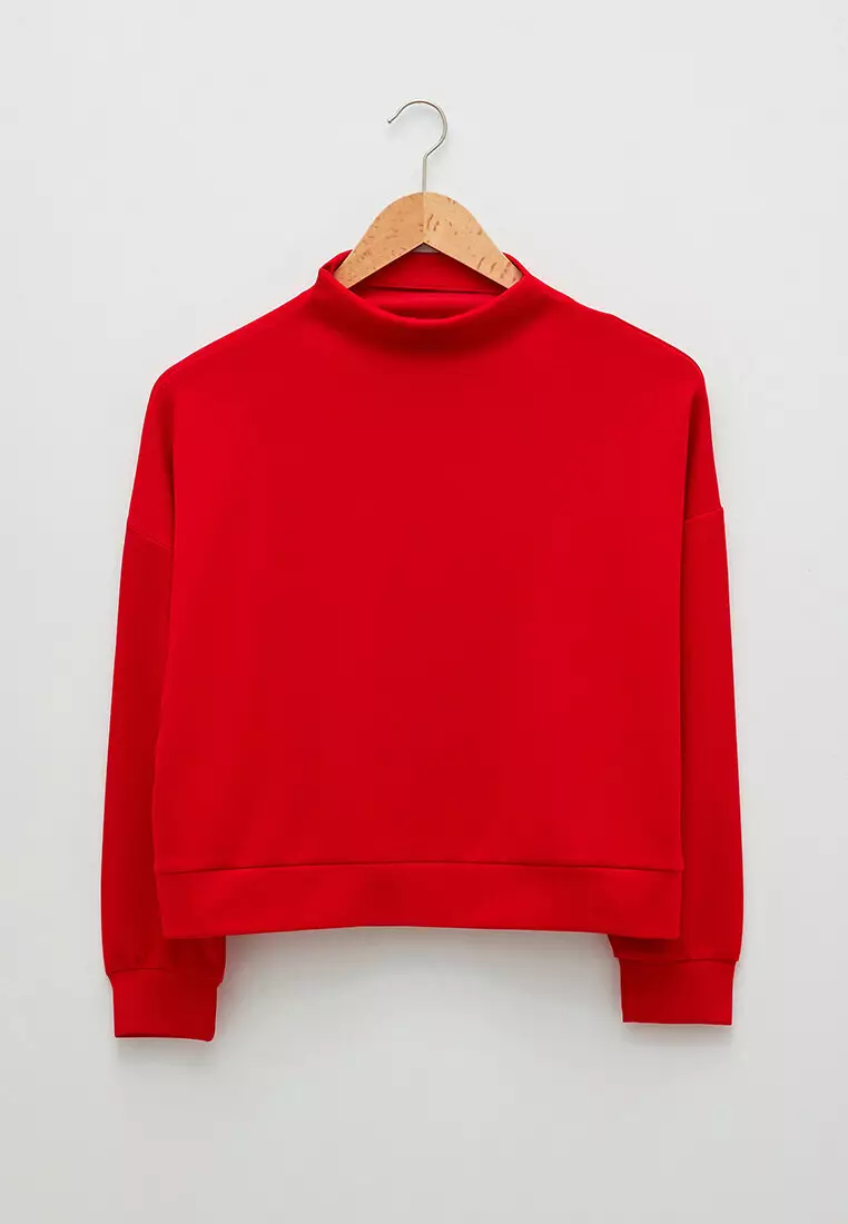 Red long clearance sleeve sweatshirt