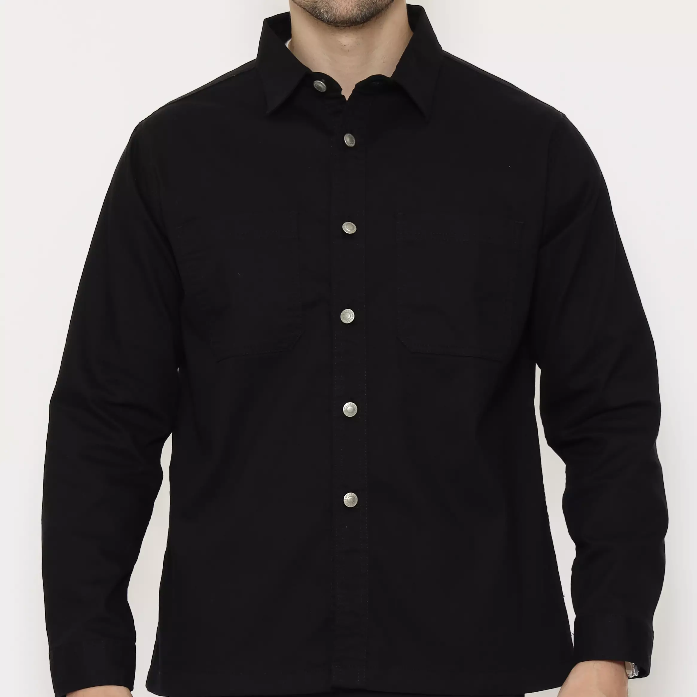 SCHOELLER JON-K6 Jaket Casual Pria Regular Fit Cotton Stretch Warna Black