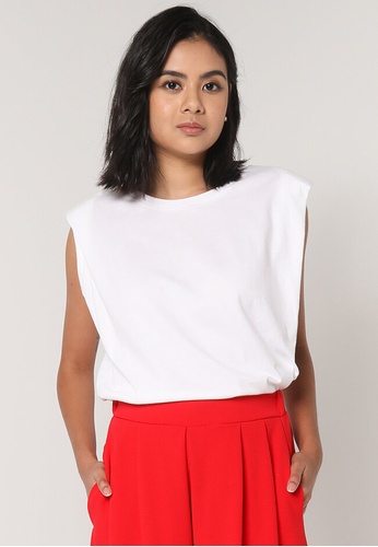 UniqTee white Gathered Top CC308AA72A52CAGS_1