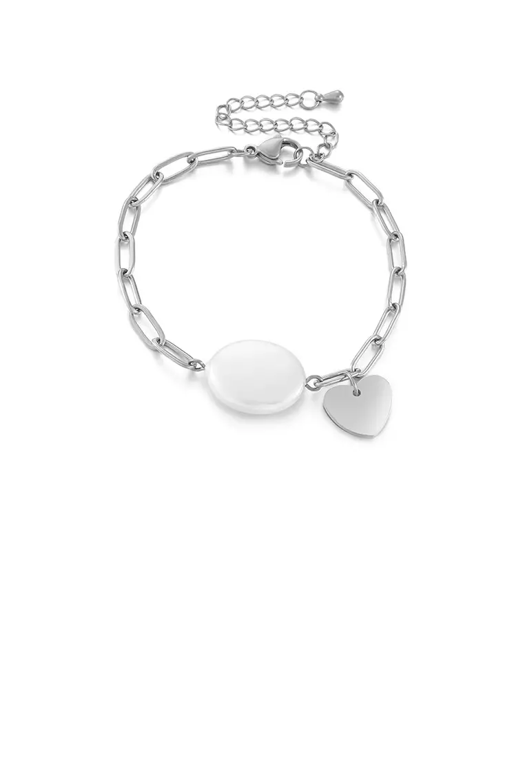 Simple Temperament Shell Round Heart-shaped 316L Stainless Steel Bracelet