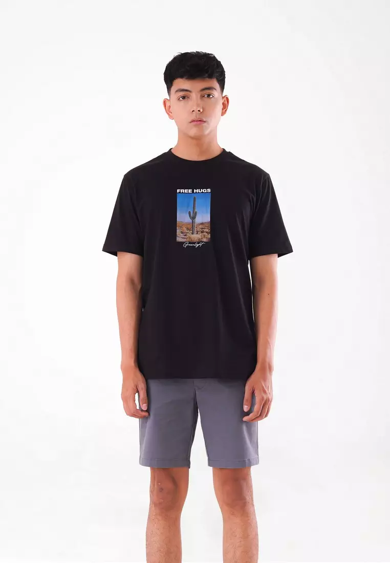 Kaos Pria Lengan Pendek Katun Free Hugs C190723