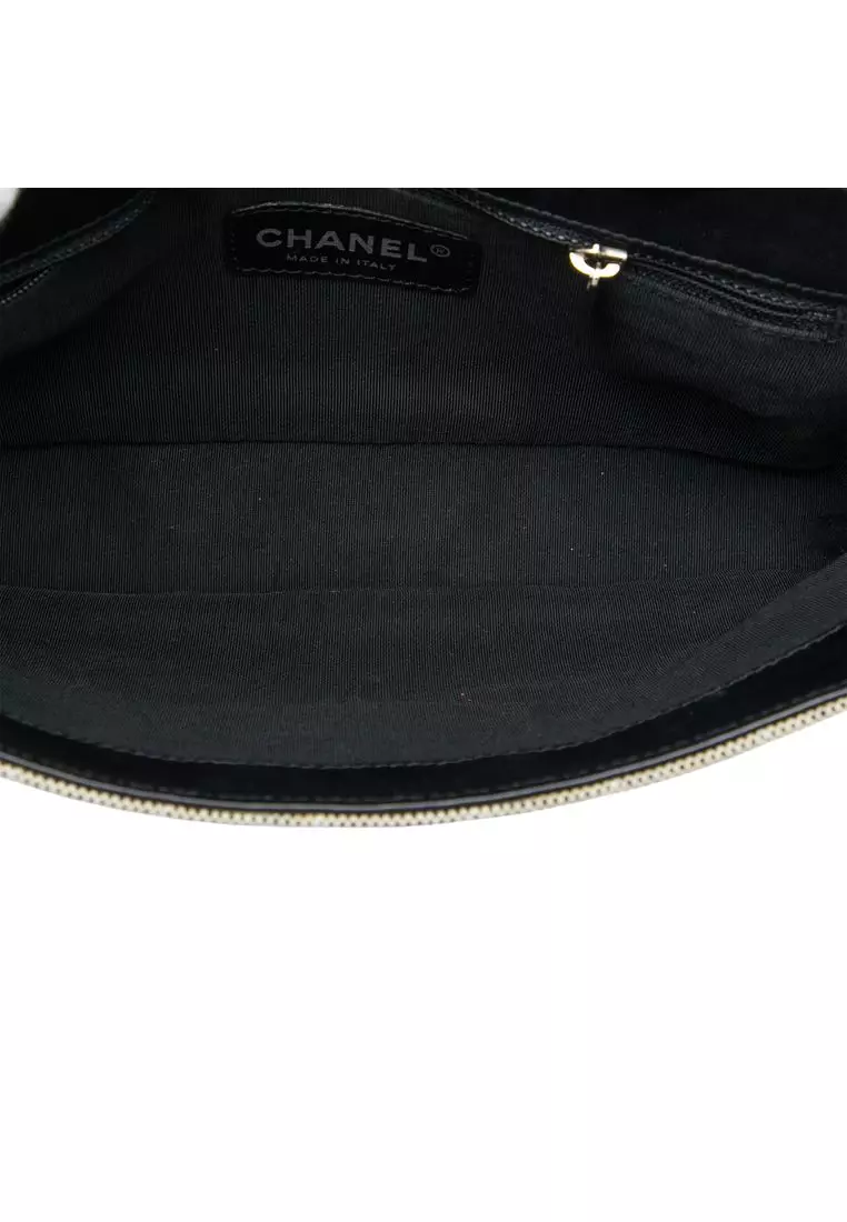 Pre-Loved Chanel Choco Bar Canvas Camellia Cc No. 5 Flap Handbag