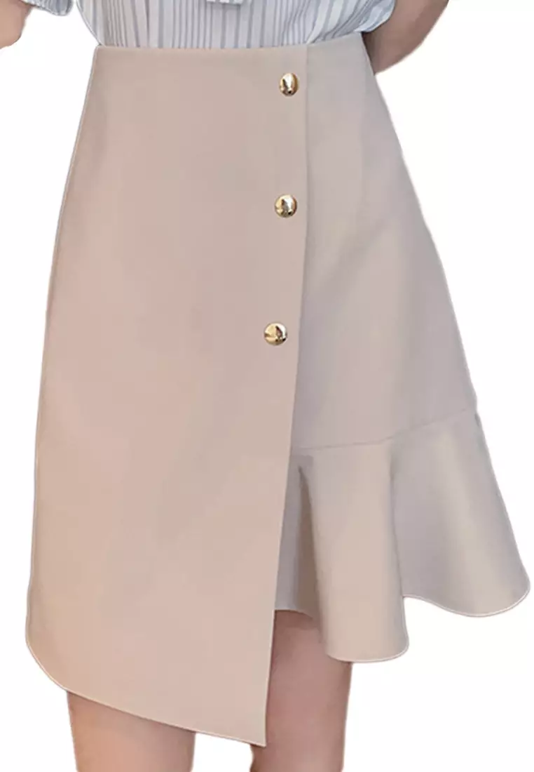 Buy Sunnydaysweety Temperament High Waist Pack Hip Ruffle Skirt