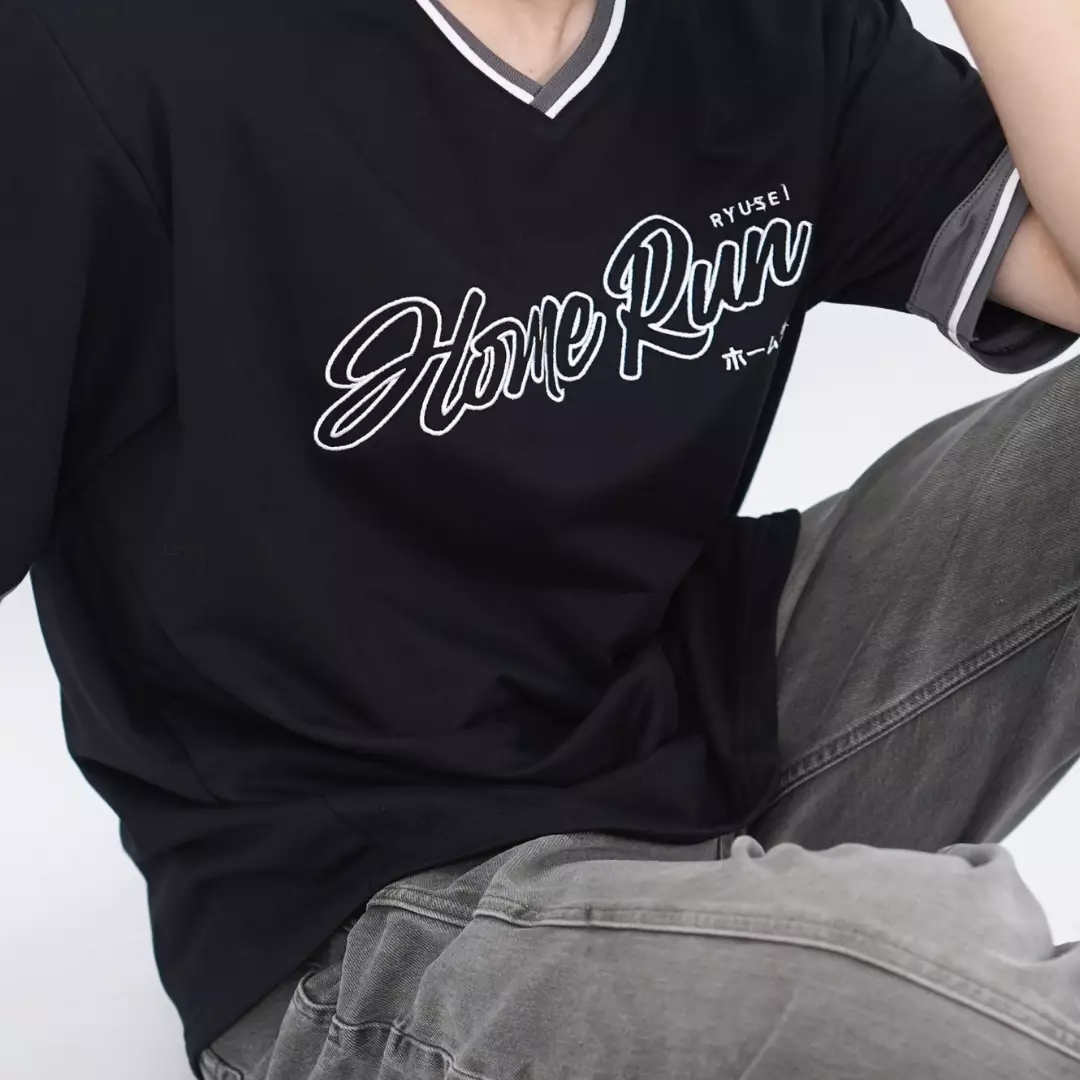 Ryusei Kaos Pria Boxy Oversize Home Run Black