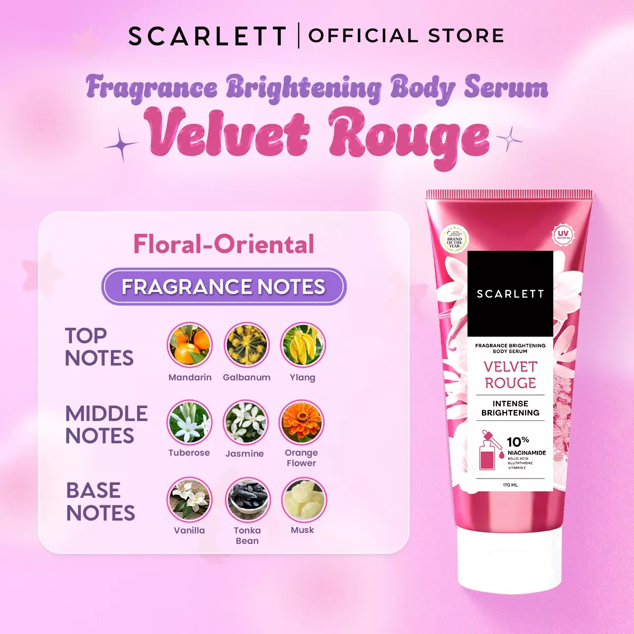 [NEW!] Scarlett Fragrance Brightening Body Serum Tube Velvet Rouge 170ml