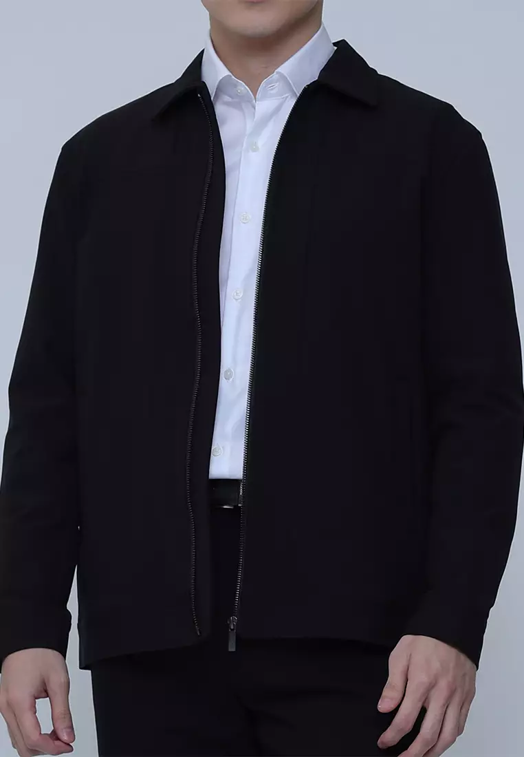 Solid Basic Nylon Collar Jacket