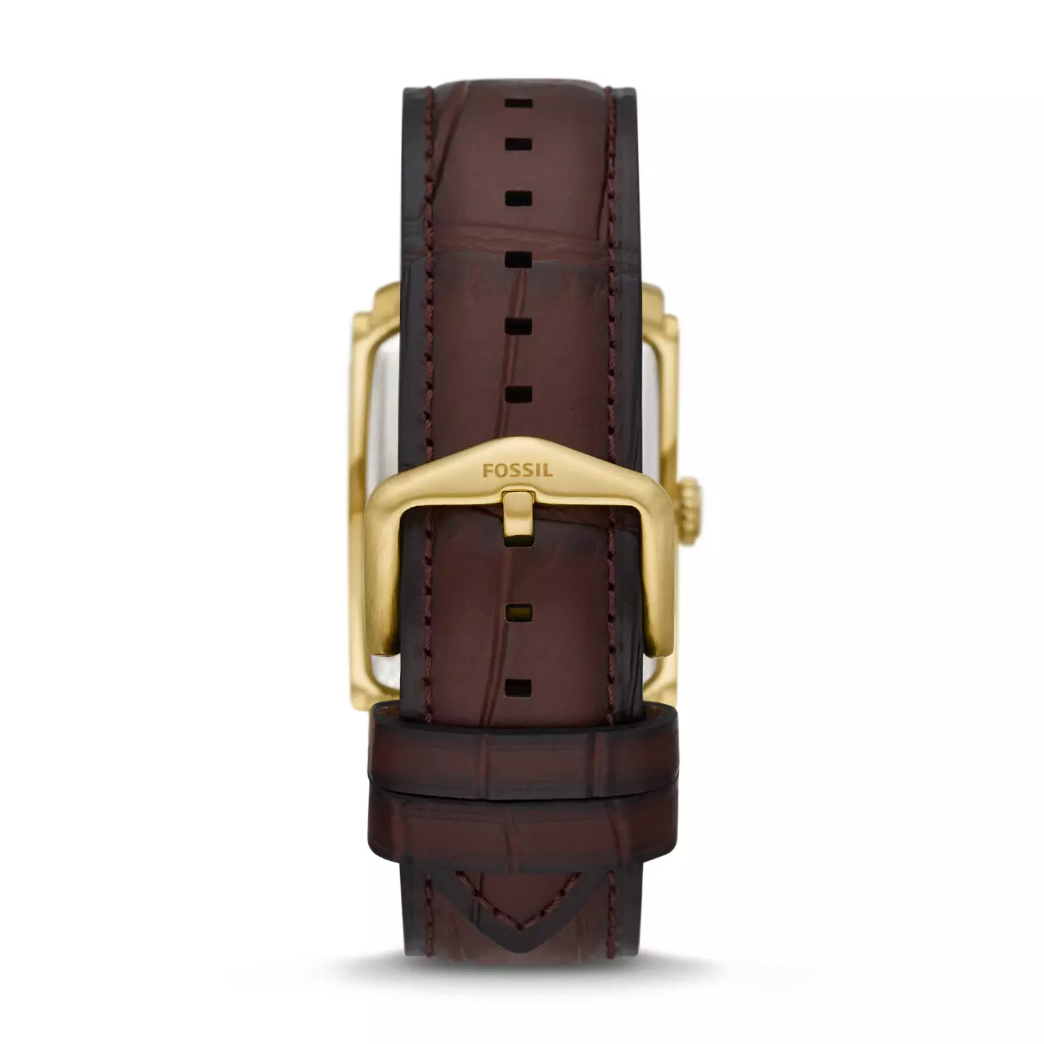 Fossil Carraway Three-Hand Brown Croco Leather Jam Pria - FS6011