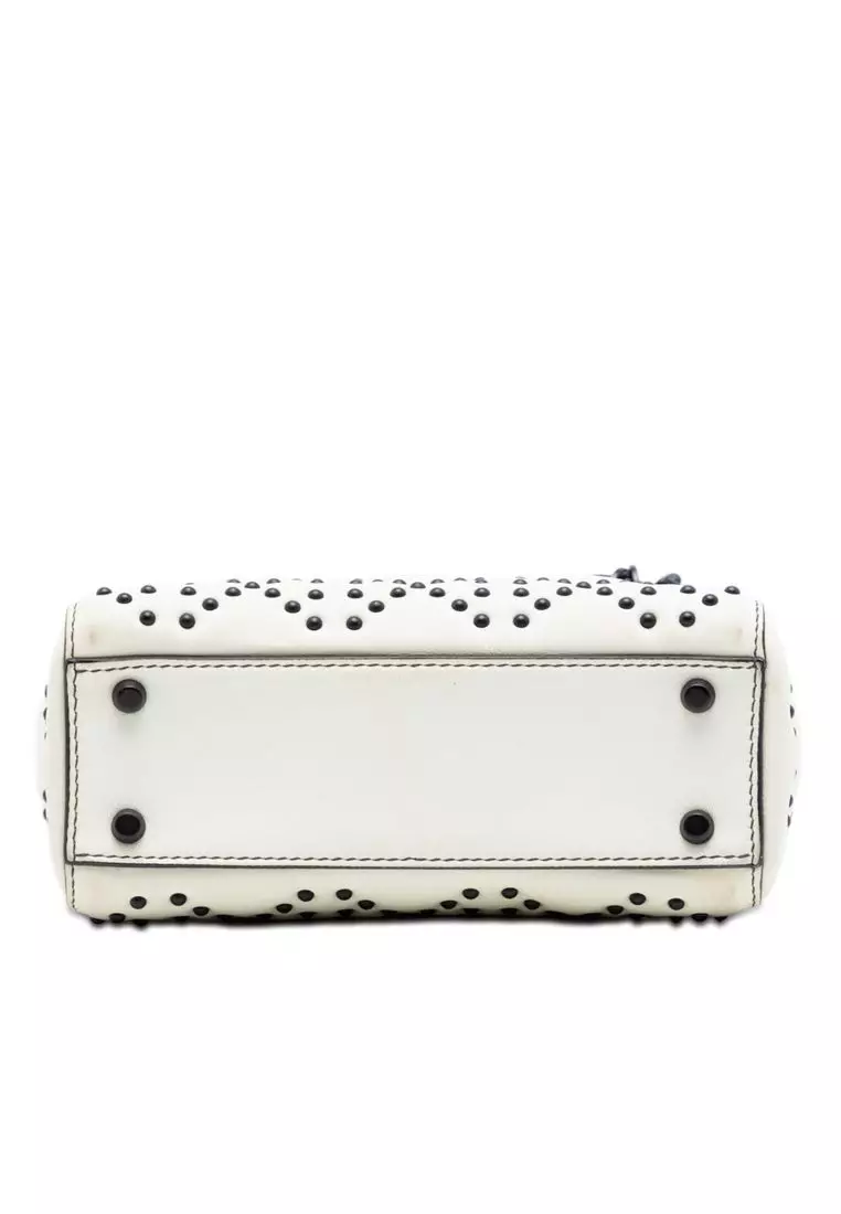Pre-Loved Dior Mini Ultra Matte Calfskin Cannage Studded Supple Lady Dior