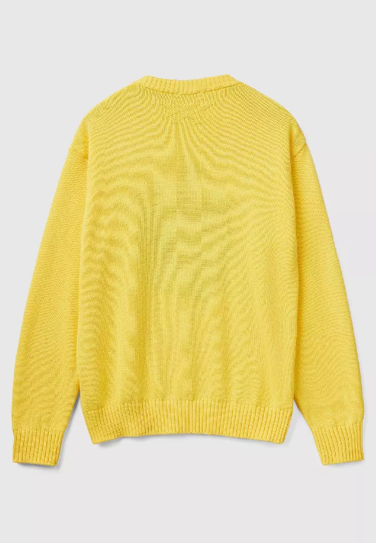Buy United Colors of Benetton Yellow sweater with apple inlay 2024