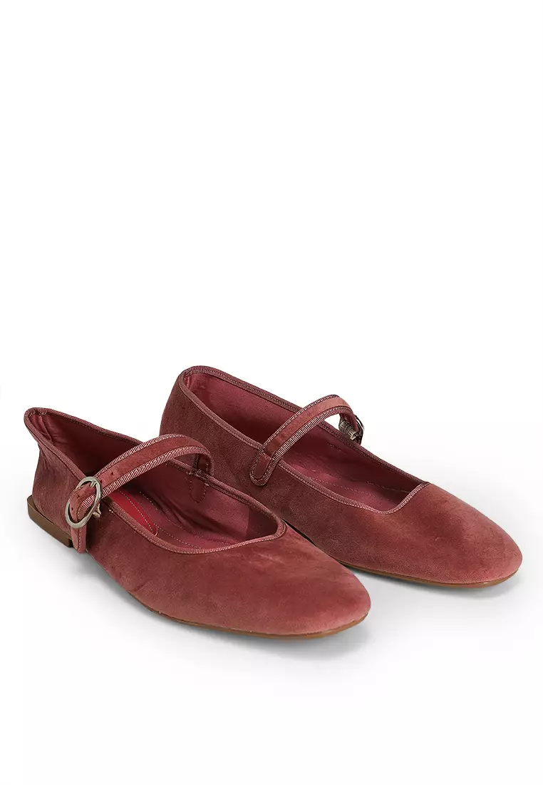 Velvet Mary Jane Flats