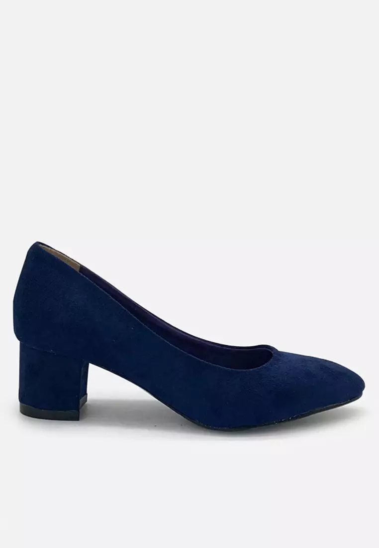 Blanche Pointed Toe Pumps Sepatu Block Heels Wanita