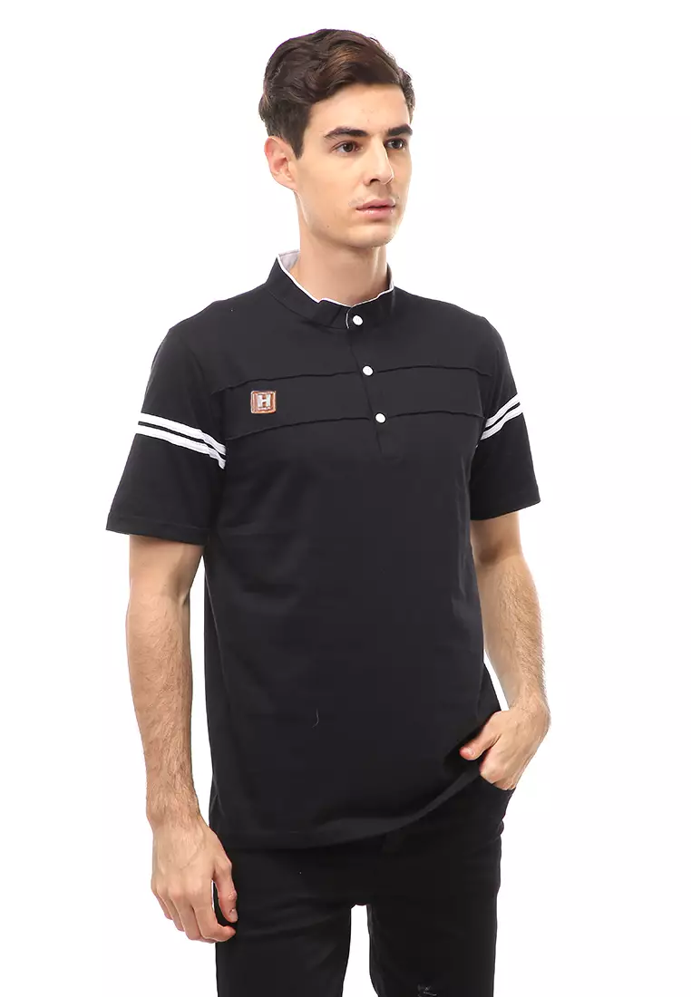 Jack Atasan Formal Kaos Polo Pria Kerah Sanghai Short Sleeve Material Cotton ORIGINAL - Black