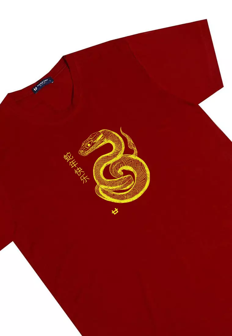 MTT91 baju kaos imlek tangan pendek instacool "polymesh snake" merah maroon