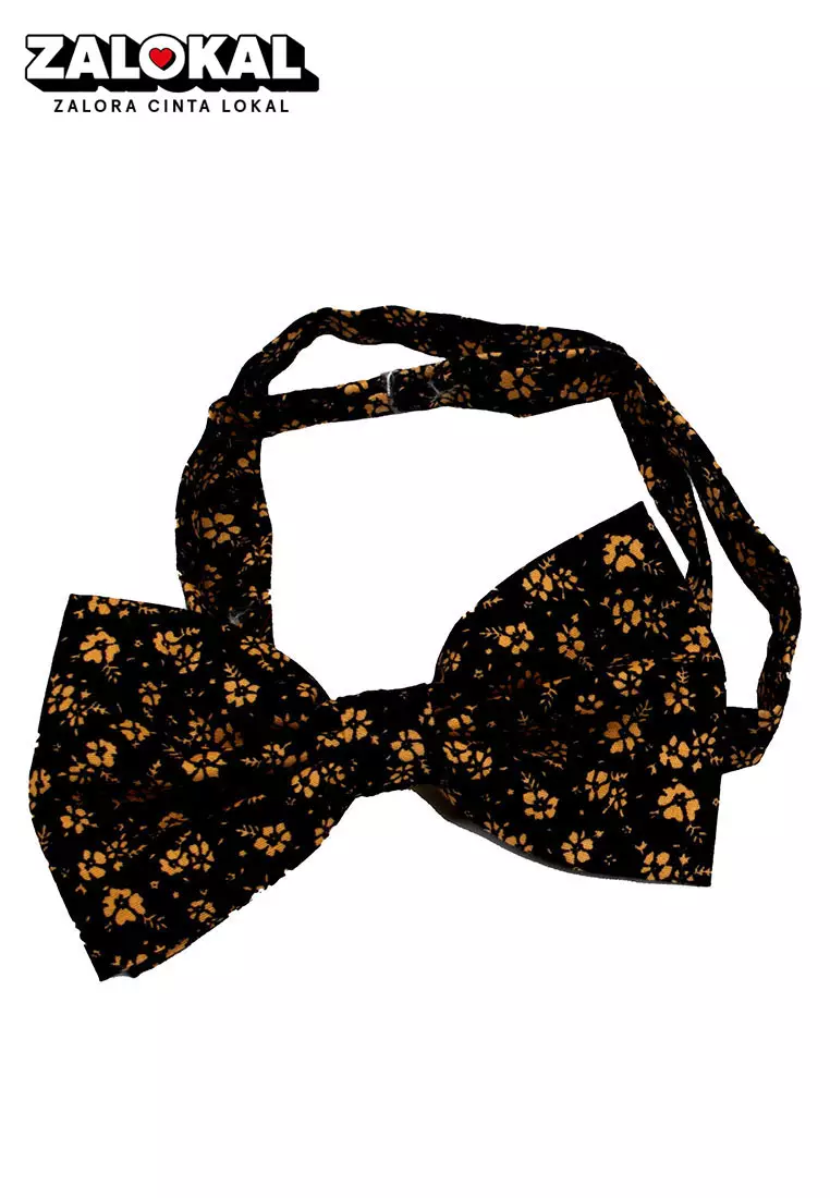 Dasi Kupu Bowtie Hitam Bunga A22