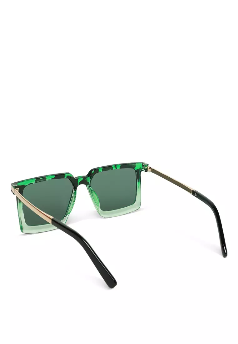 Kacamata Hitam Kotak Murni Berwarna Hijau