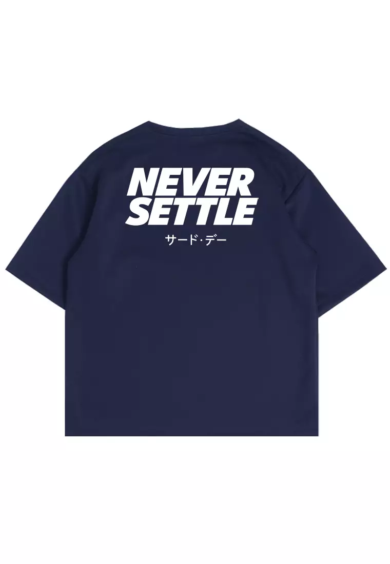 MTX42 Kaos Oversize Gym Bahan Tebal ScubaLux "never settle" navy