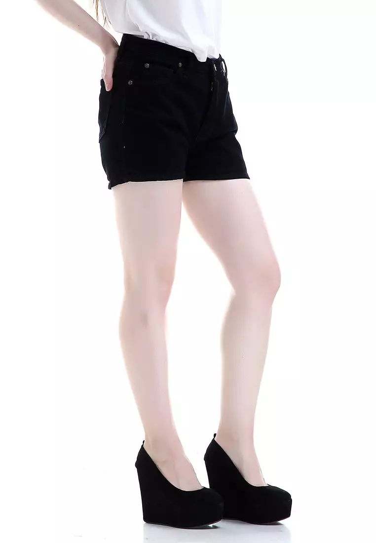 Fern Celana Jeans Pendek Bawahan Wanita Hotpants Simple Woman - Hitam