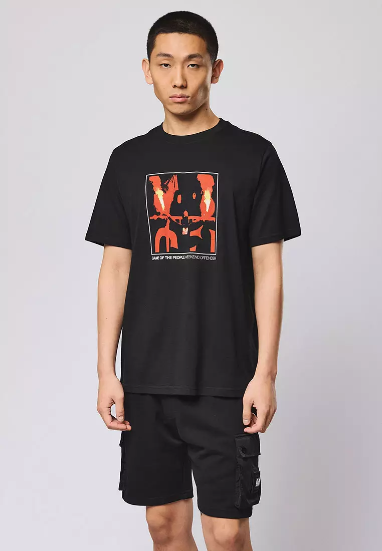 MENS BLACK THE PEOPLE GRAPHIC TEE