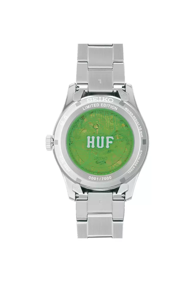 Jam Tangan Pria Seiko 5 Sports SRPM09 SRPM09K1 HUF Limited Edition Automatic Strap Stainless Steel Silver Color Green Dial Original Garansi Resmi