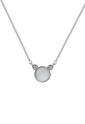 ZITIQUE silver Women's Opal Cute Bear Necklace - Silver 81F80AC2C6324AGS_1